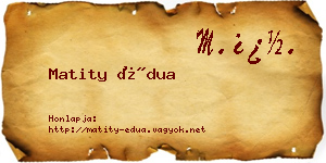 Matity Édua névjegykártya